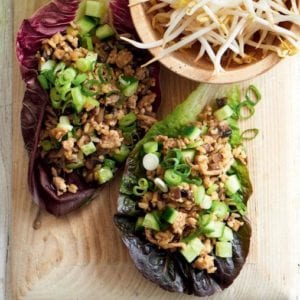 Chicken and lentil San Choy Bau