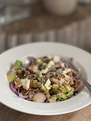 Chickpea, feta and avocado salad